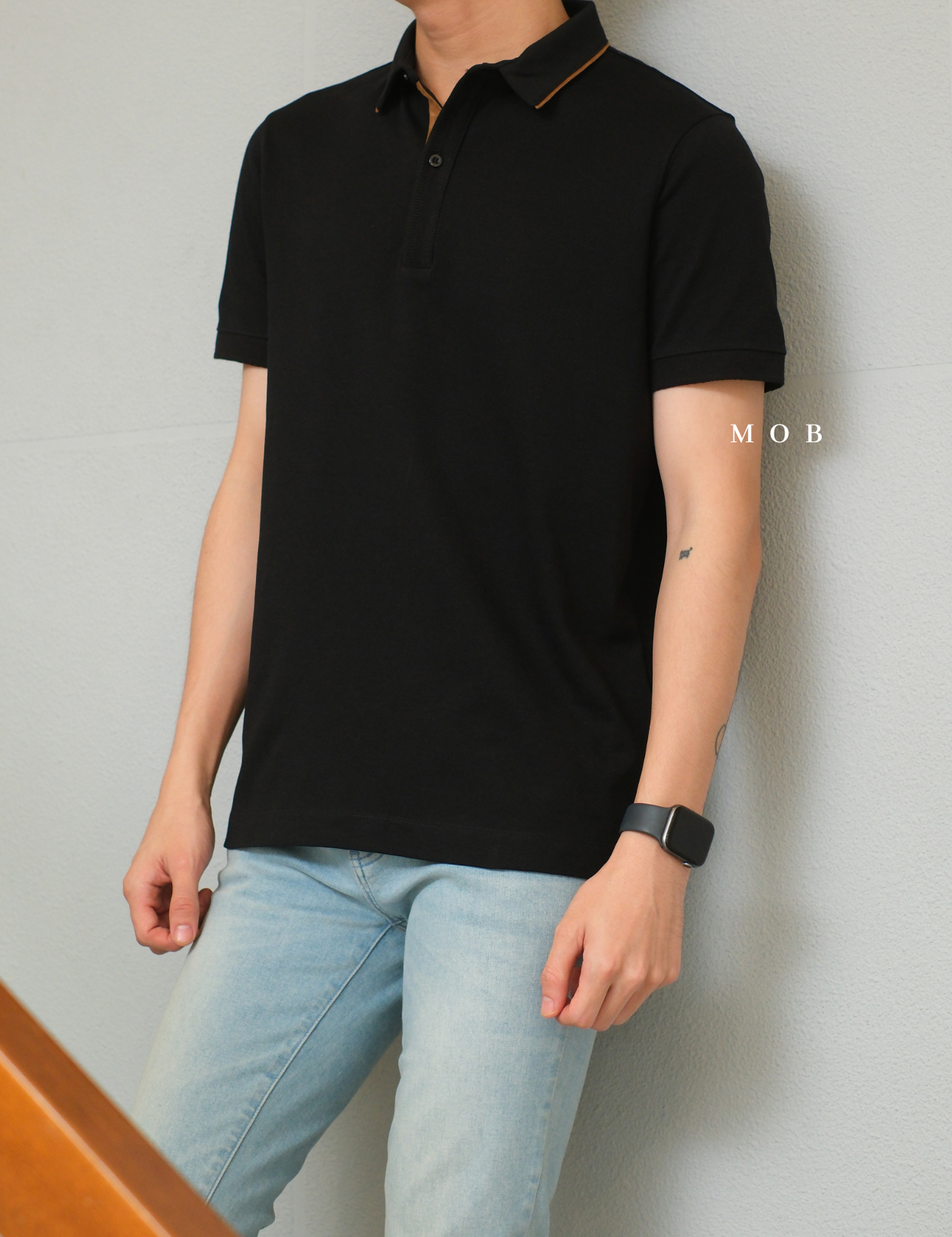 ARK01SSP002 Gentle Polo Shirt Obsidian Black