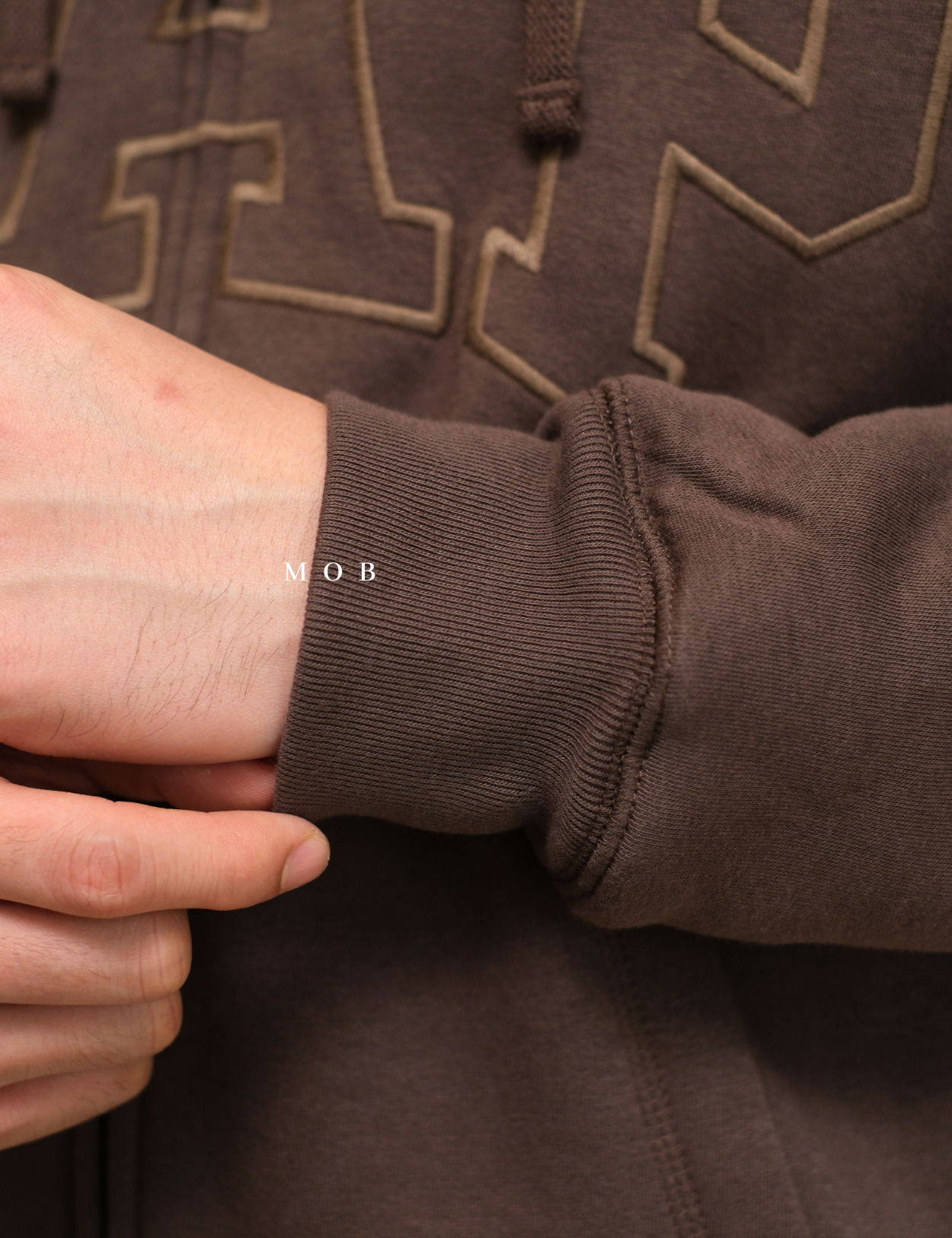GPFZ03003 Relaxed Logo Sherpa Full Zip Hoodie Brown