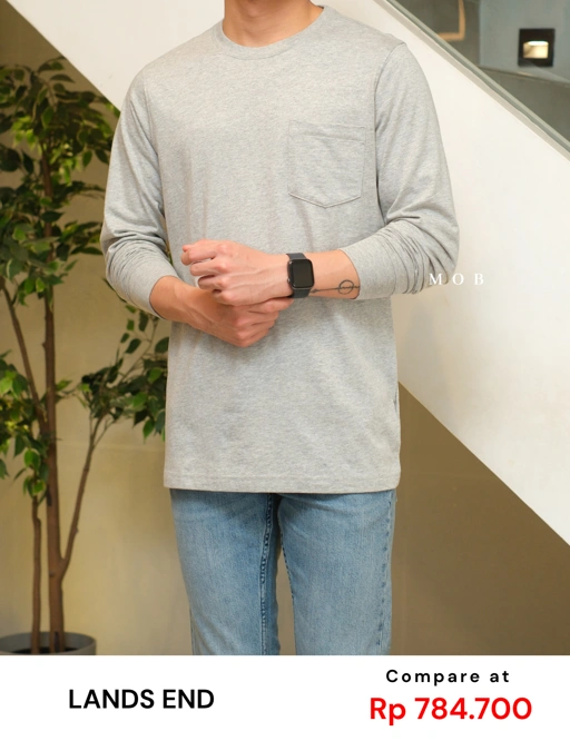 LELST01002 Pocket Super LS Tee Heather Grey 