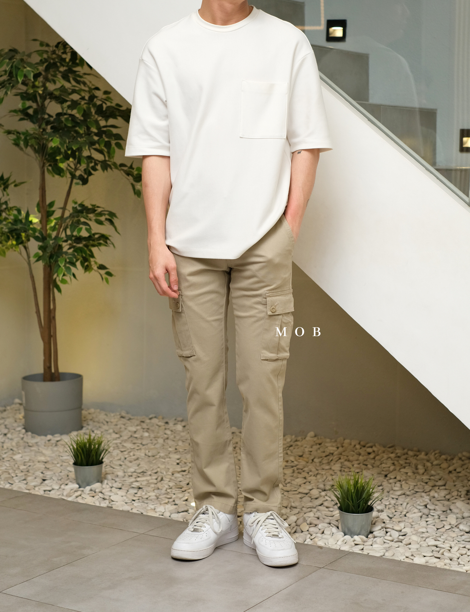 AZEPT06007 SLIM Fit Cargo Pants Beige