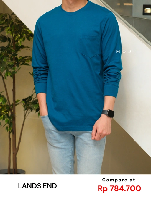 LELST01003 Pocket Super LS Tee Coastal Blue