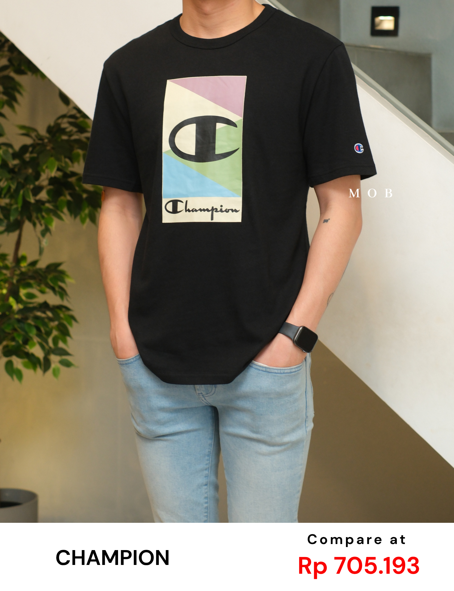 CHMPSST2008B Heritage With Vivid Logo SS Tee Black
