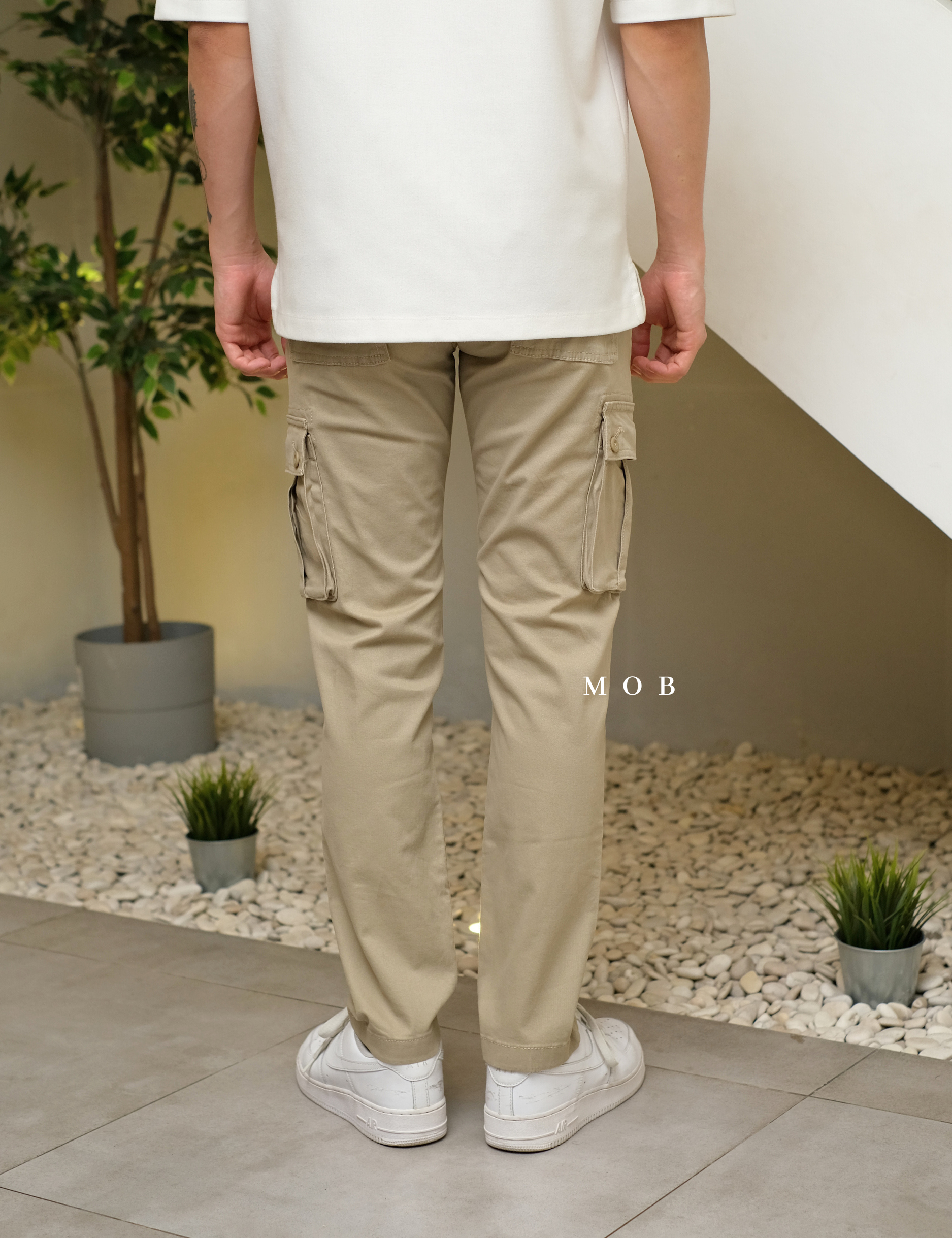 AZEPT06007 SLIM Fit Cargo Pants Beige