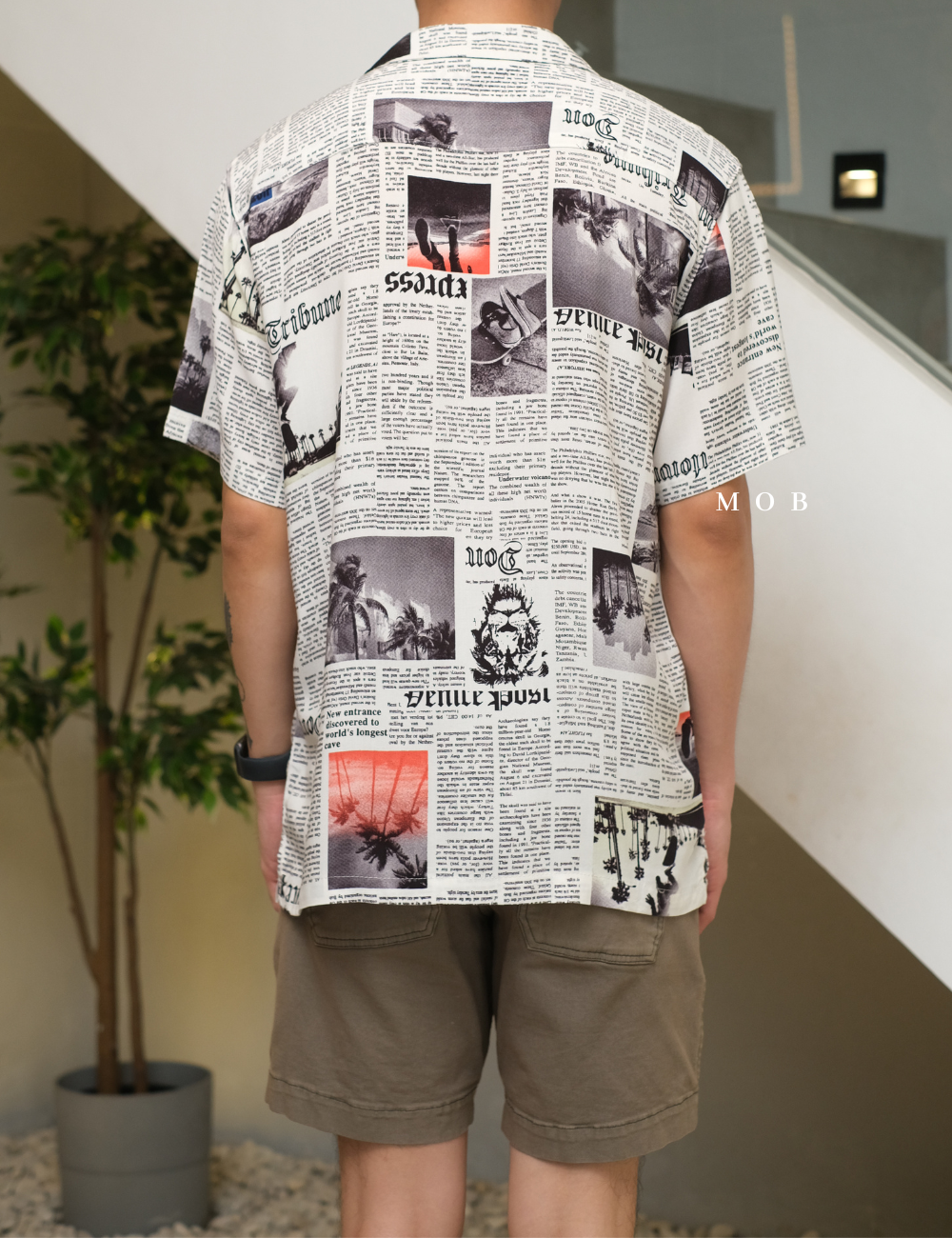 NBDSSS01002 White Newspaper Print SS Shirt