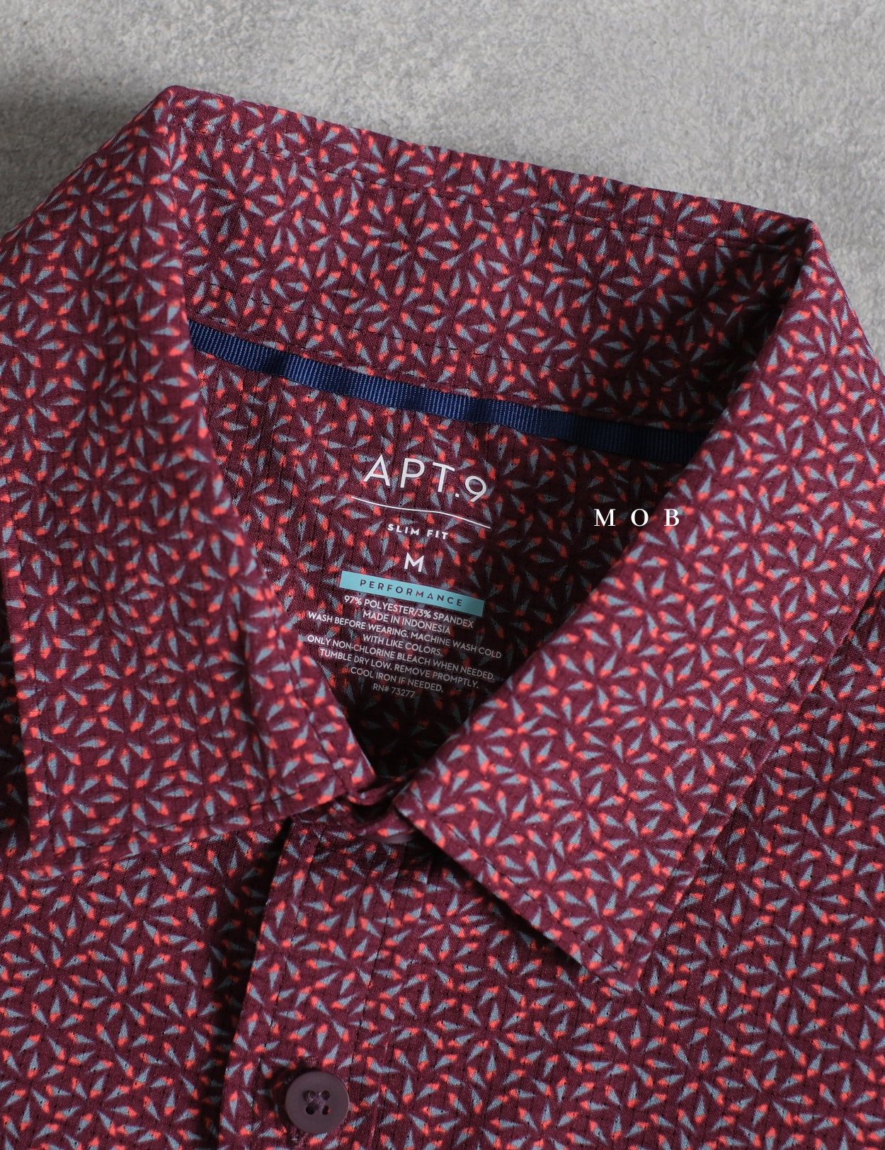 APTSSS03003 Slim Performance SS Shirt Maroon Pattern
