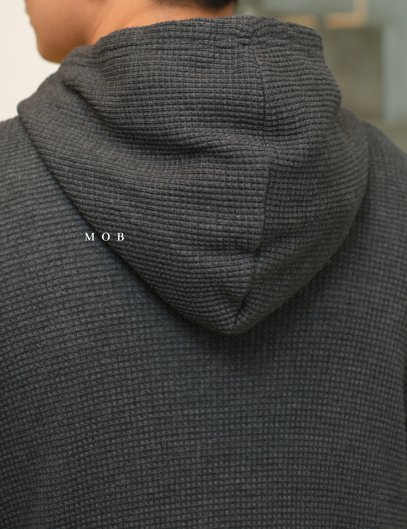 ONHOD08002 Waffle Pullover Hoodie Black Grey