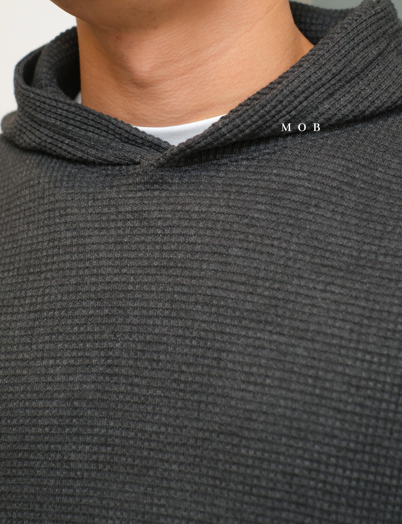 ONHOD08002 Waffle Pullover Hoodie Black Grey