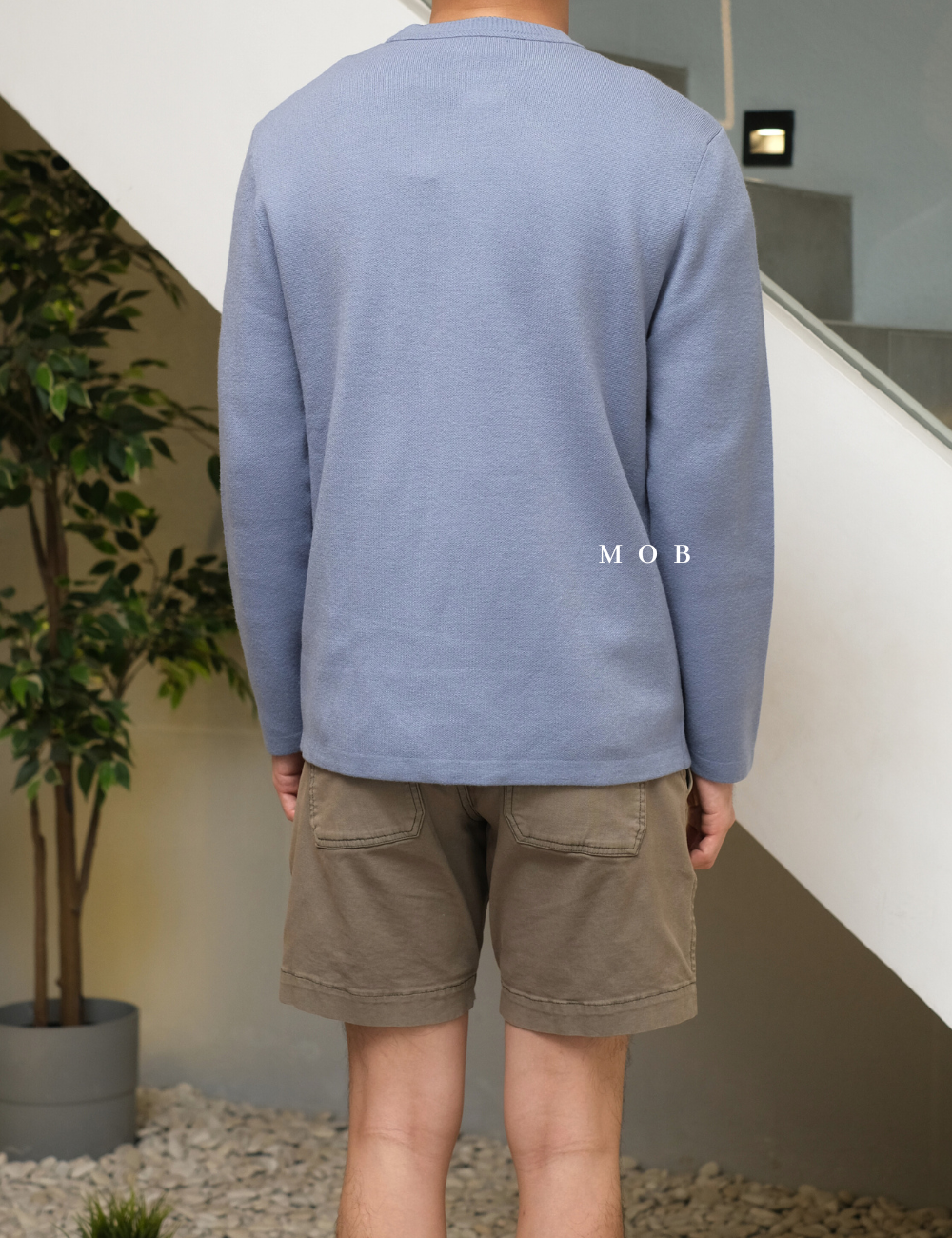 MSTSW01003 Basic Round Knit Sweatshirt Blue