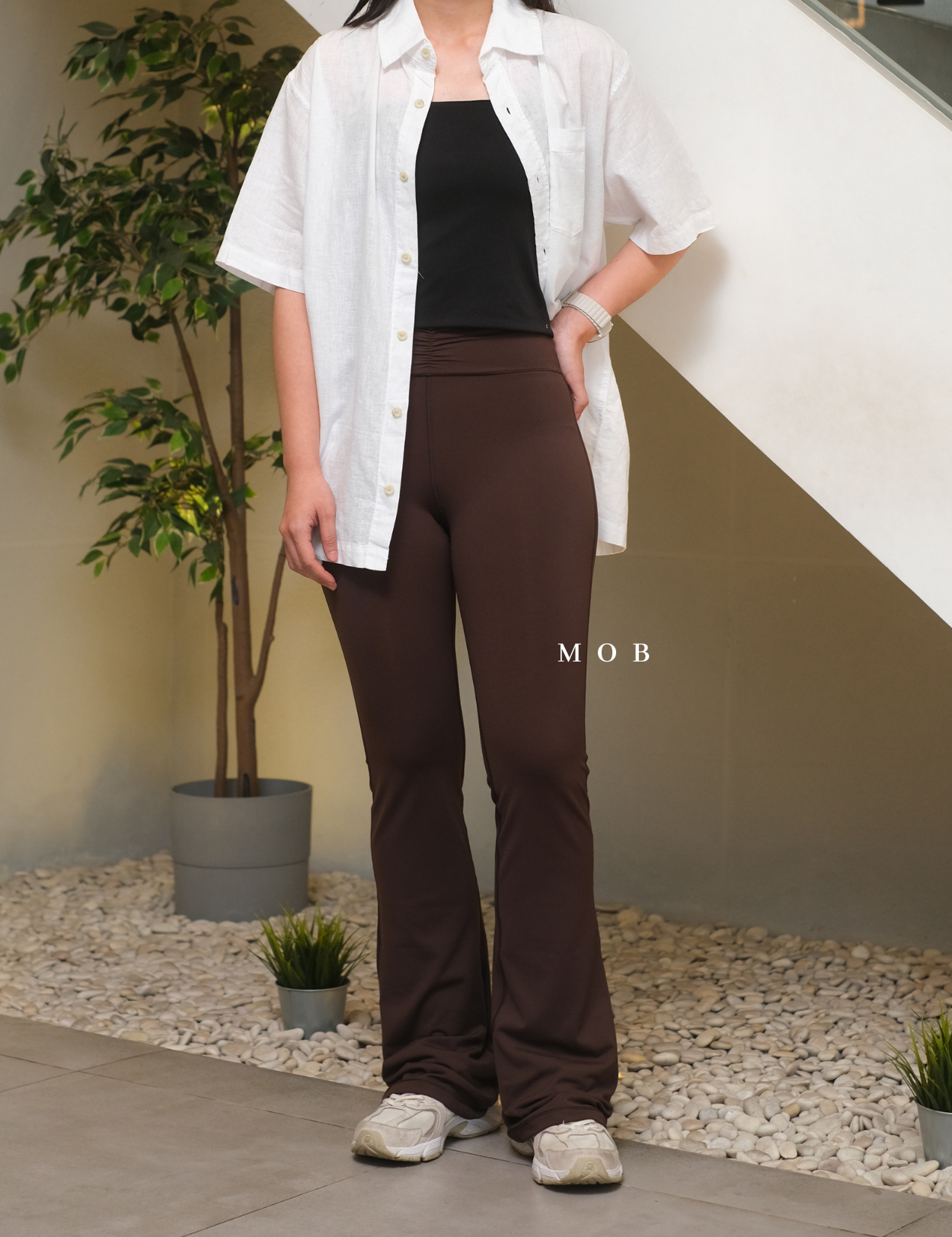 ARPT1401B Buttery Soft CINCH FLARE Leggings Dark Brown
