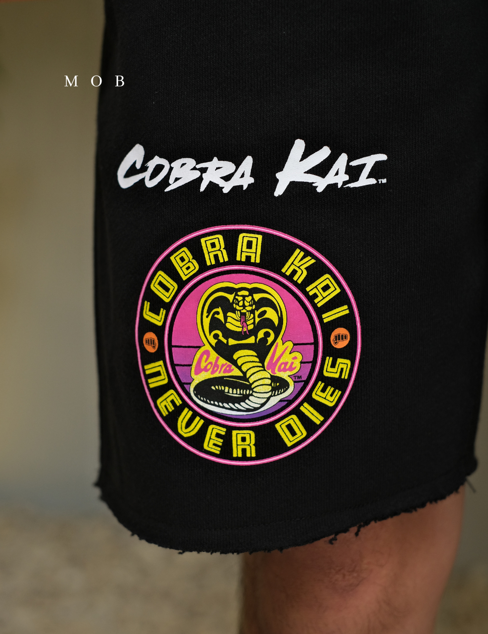 CHMPSR1005 Reverse Weave Cut Off Shorts Cobra Kai Black