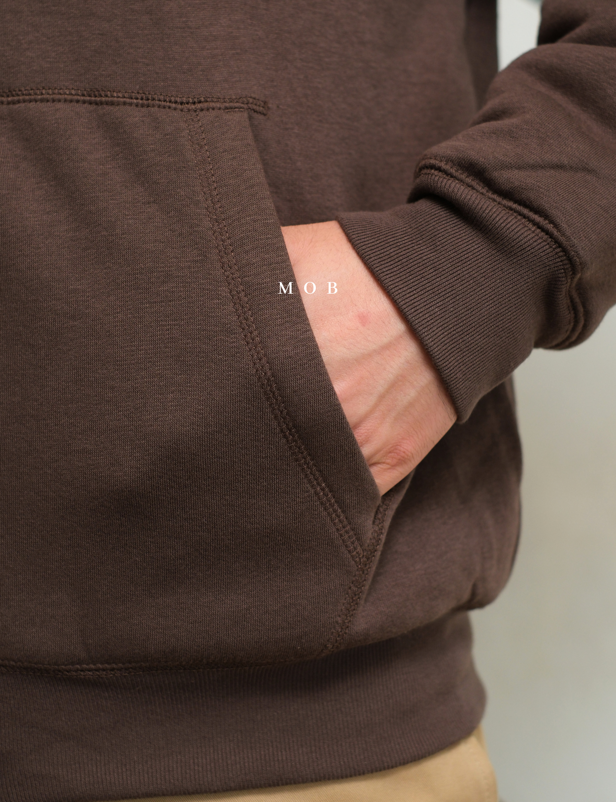 GPFZ03003 Relaxed Logo Sherpa Full Zip Hoodie Brown