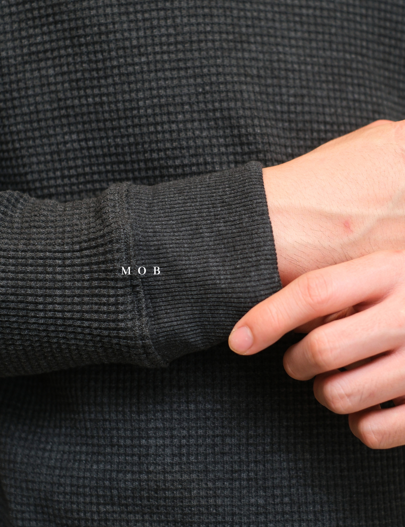 ONHOD08002 Waffle Pullover Hoodie Black Grey