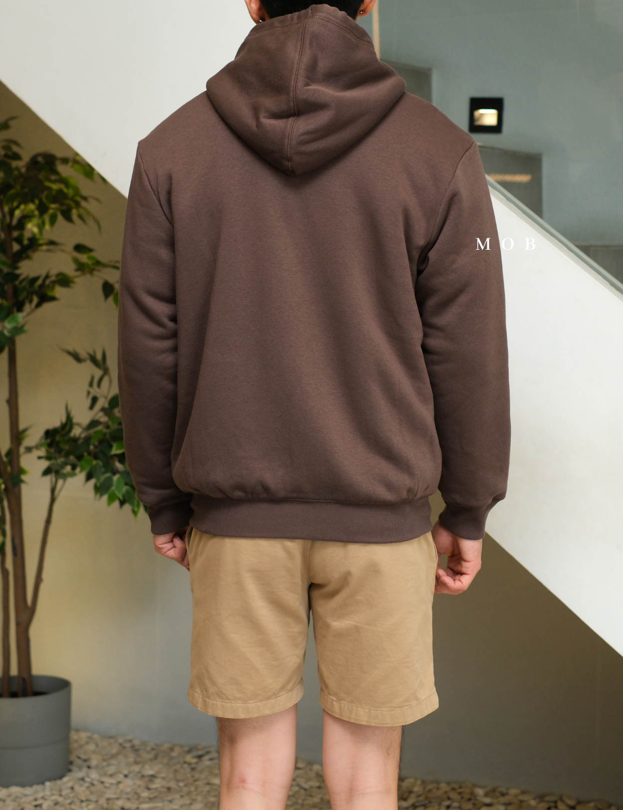 GPFZ03003 Relaxed Logo Sherpa Full Zip Hoodie Brown