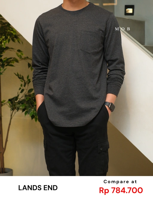 LELST01009 Pocket Super LS Tee Dark Grey Misty 