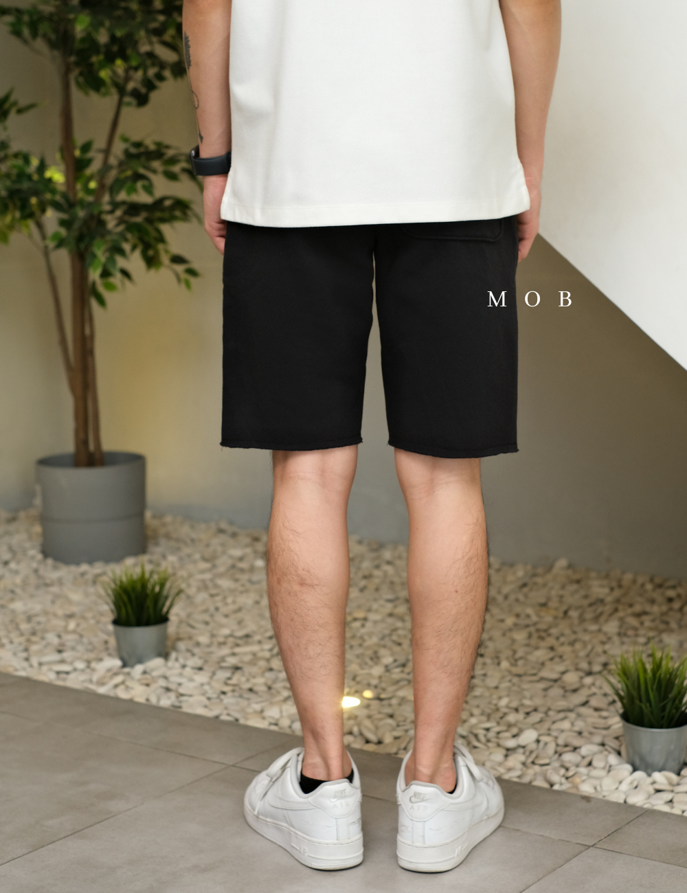 CHMPSR1005 Reverse Weave Cut Off Shorts Cobra Kai Black