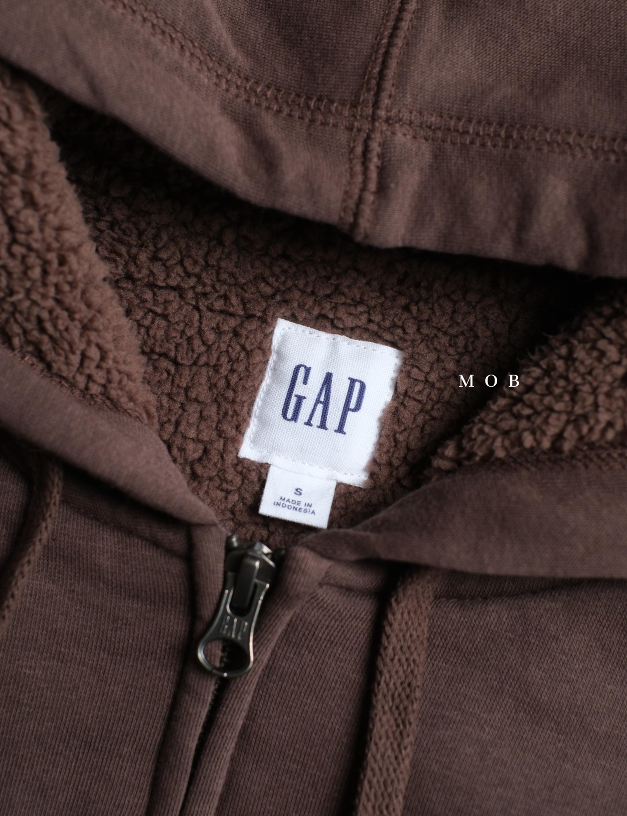 GPFZ03003 Relaxed Logo Sherpa Full Zip Hoodie Brown