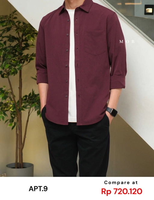 APTLSS01001C Slim Performance LS Shirt Maroon