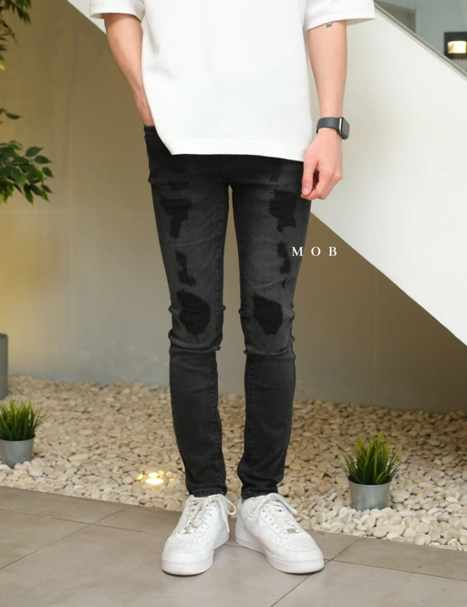 Image of ARPT1301 Super Skinny Premium Ripped Jeans Black Wash