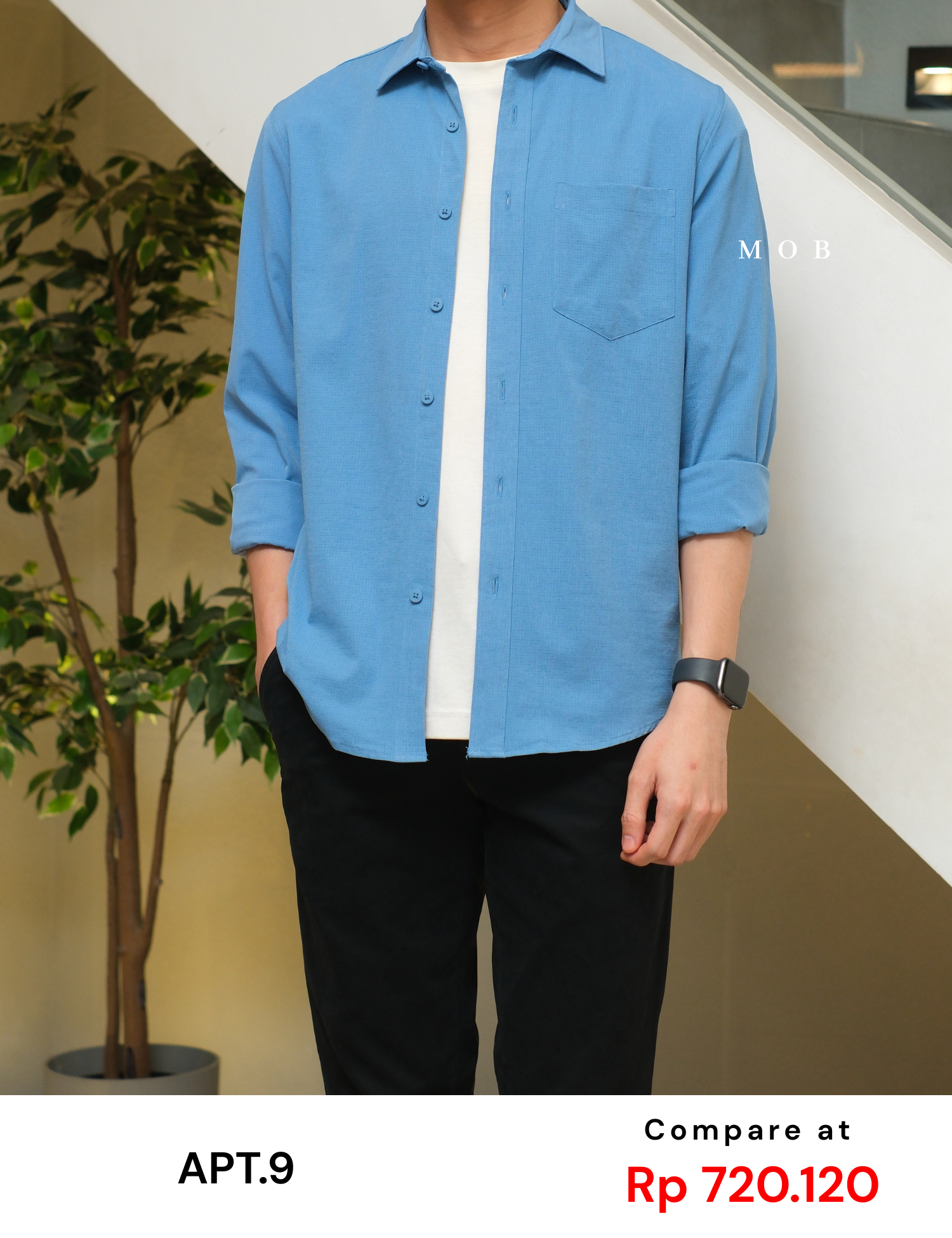APTLSS01001E Slim Performance LS Shirt Blue