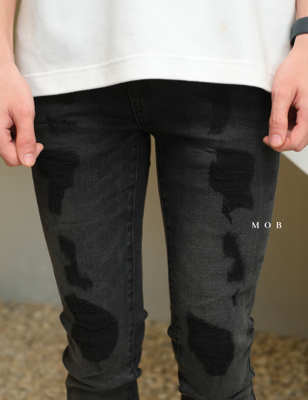 ARPT1301 Super Skinny Premium Ripped Jeans Black Wash