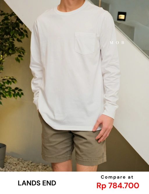 LELST01012 Pocket Super LS Tee White (L ONLY)