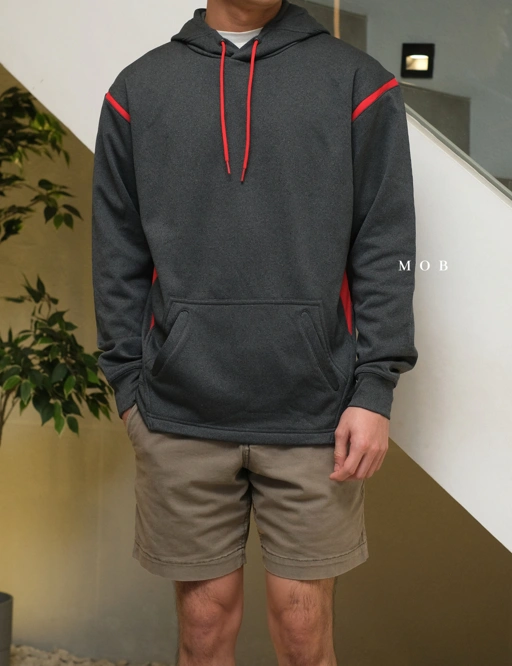 Image of STHOD04007 Tech Fleece Colorblock Hoodie Grey Red