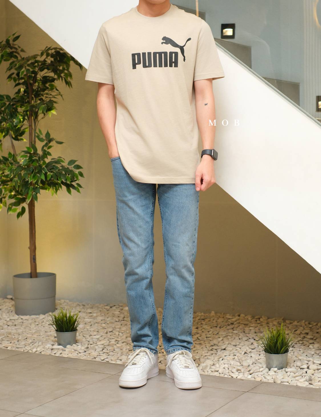 PMSST07007A Essentials Heather SS Tee Light Brown