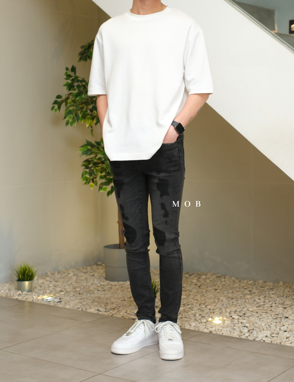 ARPT1301 Super Skinny Premium Ripped Jeans Black Wash
