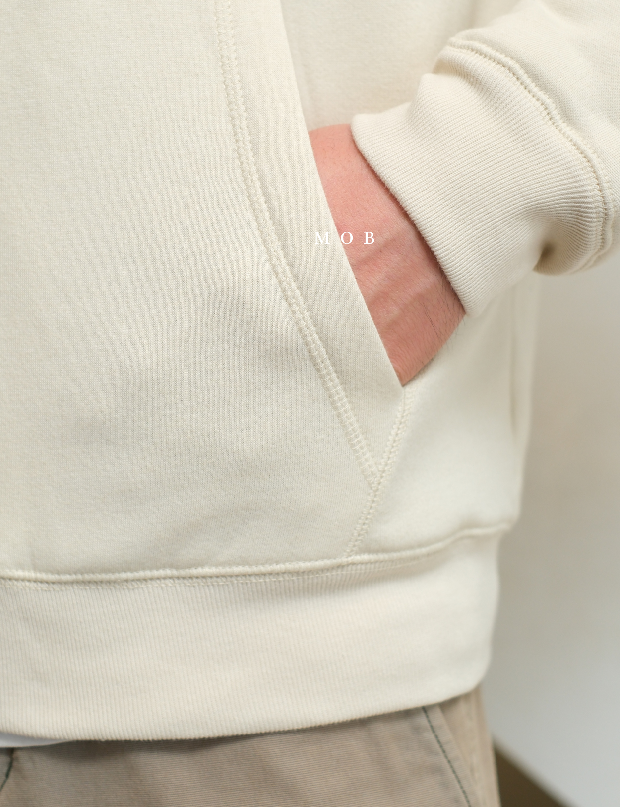 GPFZ03004 Relaxed Logo Sherpa Full Zip Hoodie Beige
