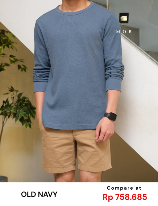 Image of ONLST1001 Soft Waffle LS Tee Blue 