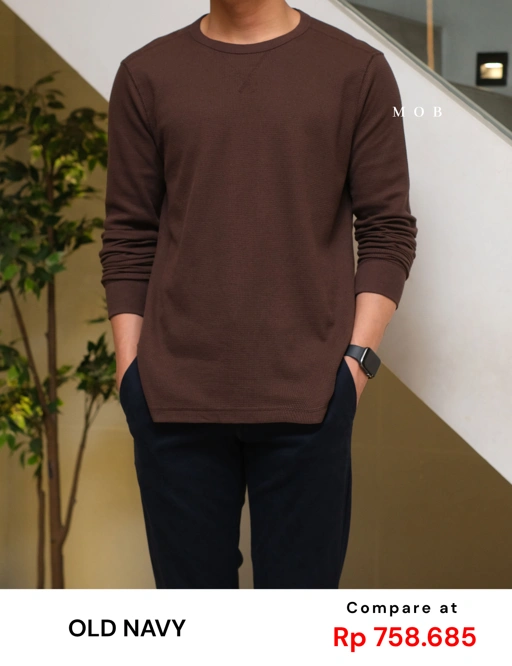 Image of ONLST1002 Soft Waffle LS Tee Dark Brown