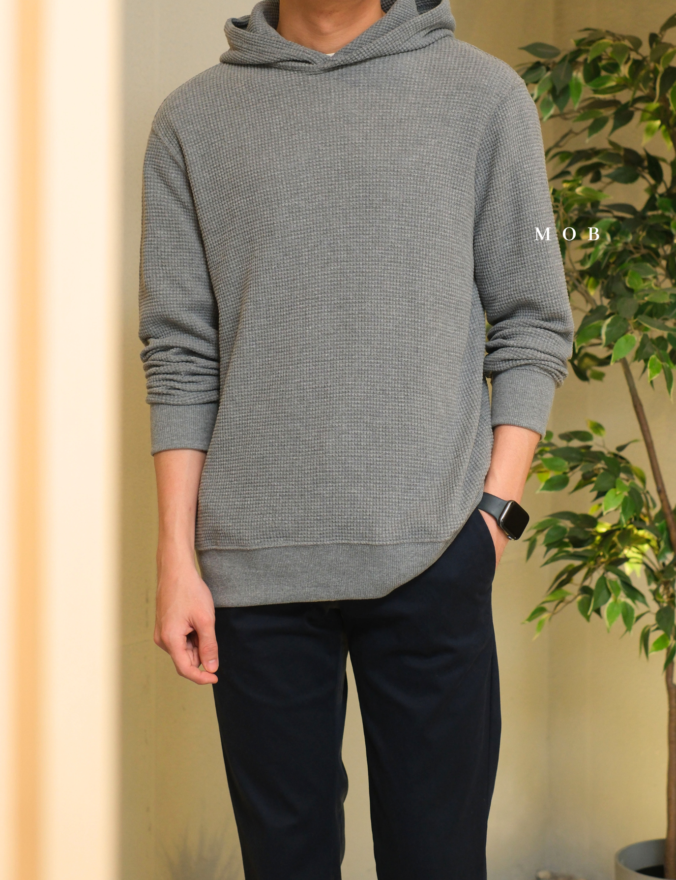 ONHOD08003 Waffle Pullover Hoodie Grey