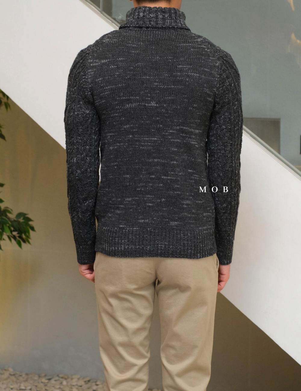 CHSSW01003 Cable Turtle Sweater Dark Grey (S ONLY)