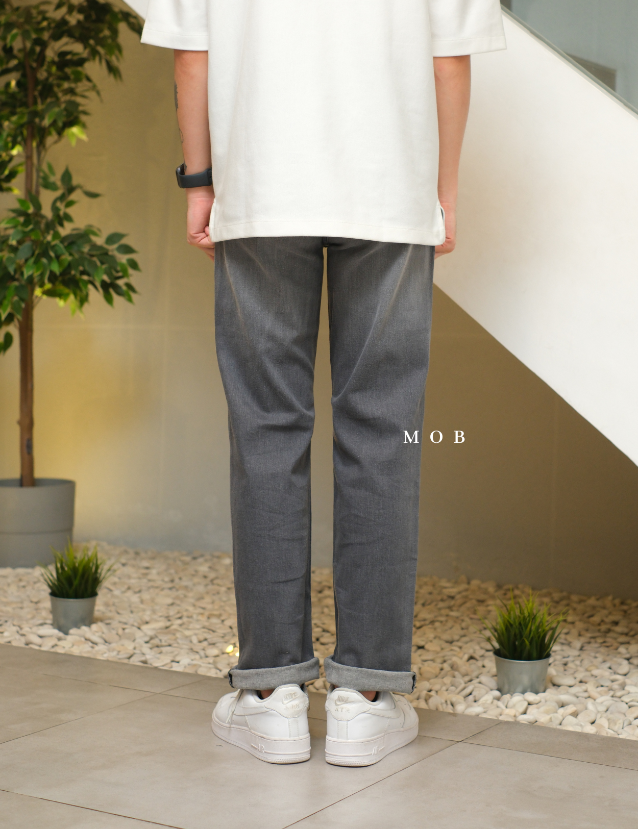 GRGPT01003 Stretch Straight Jeans Stone Grey