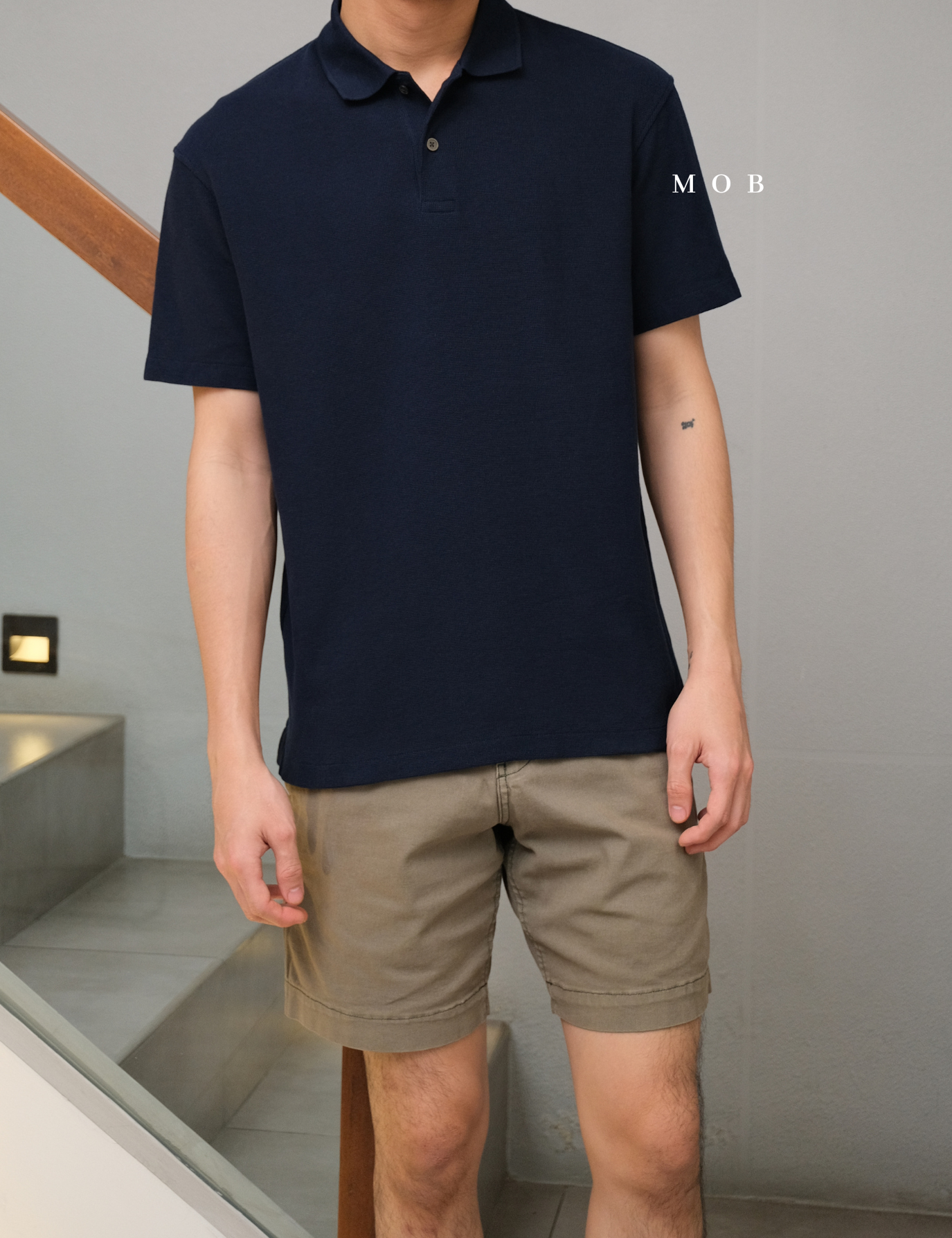 UNQPS01001 Waffle Polo Shirt Navy