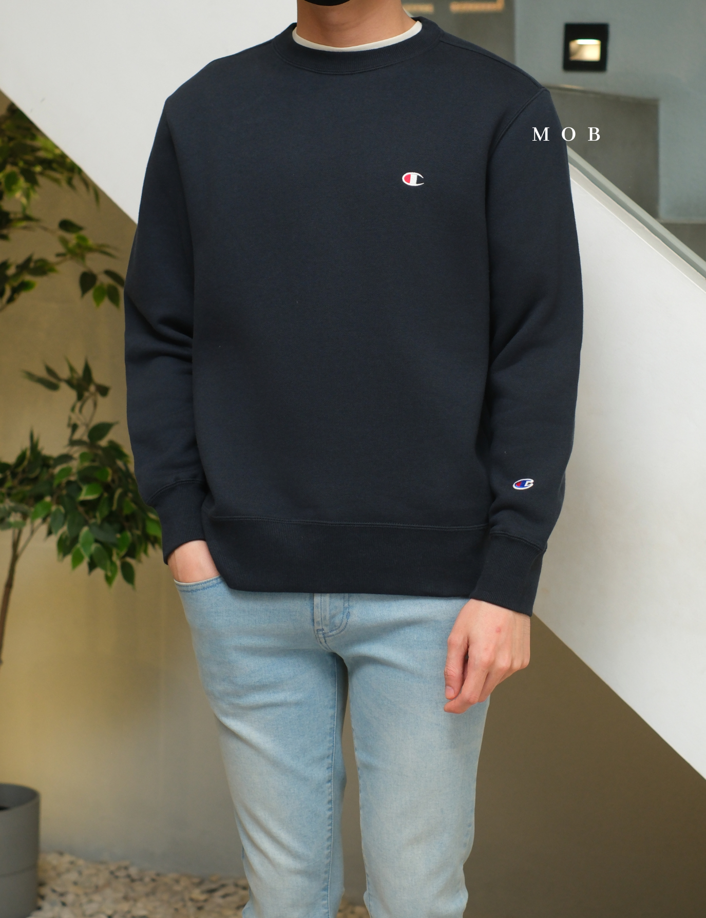CHMPSW1201C C Small Logo Sweatshirt Midnight Navy