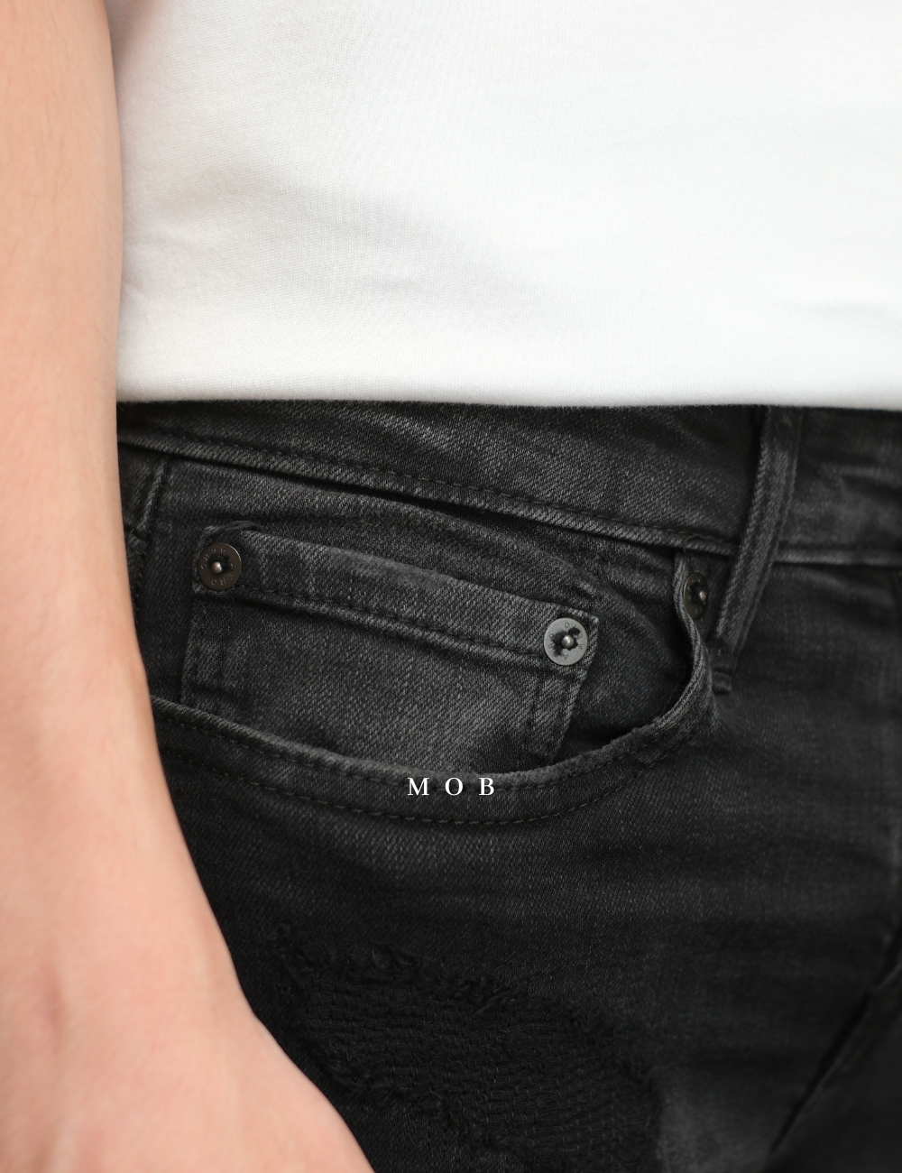 ARPT1301 Super Skinny Premium Ripped Jeans Black Wash