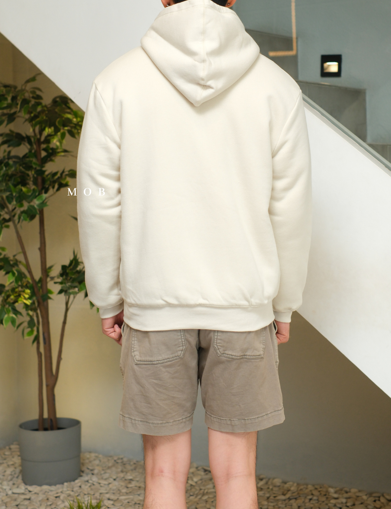 GPFZ03004 Relaxed Logo Sherpa Full Zip Hoodie Beige