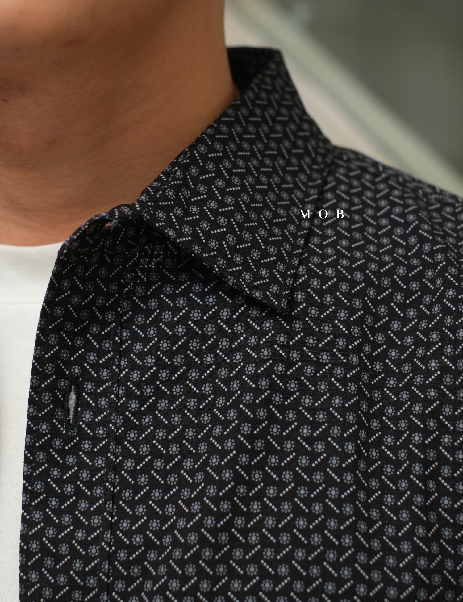 APTLSS03001 Slim Performance LS Shirt Black Patterned