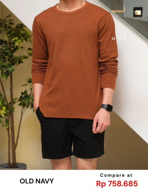 Image of ONLST1004 Soft Waffle LS Tee Brown