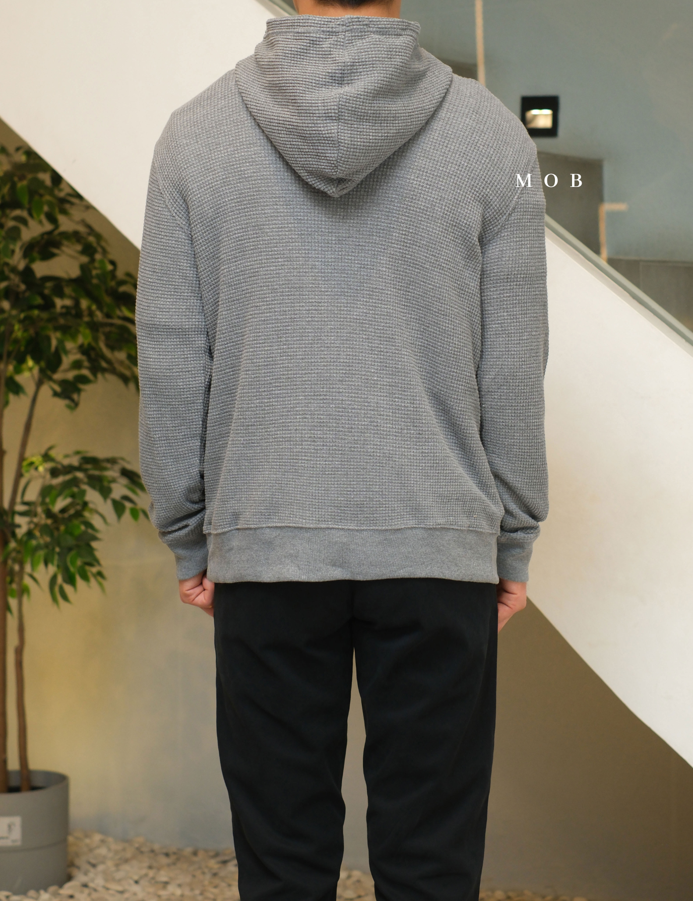 ONHOD08003 Waffle Pullover Hoodie Grey