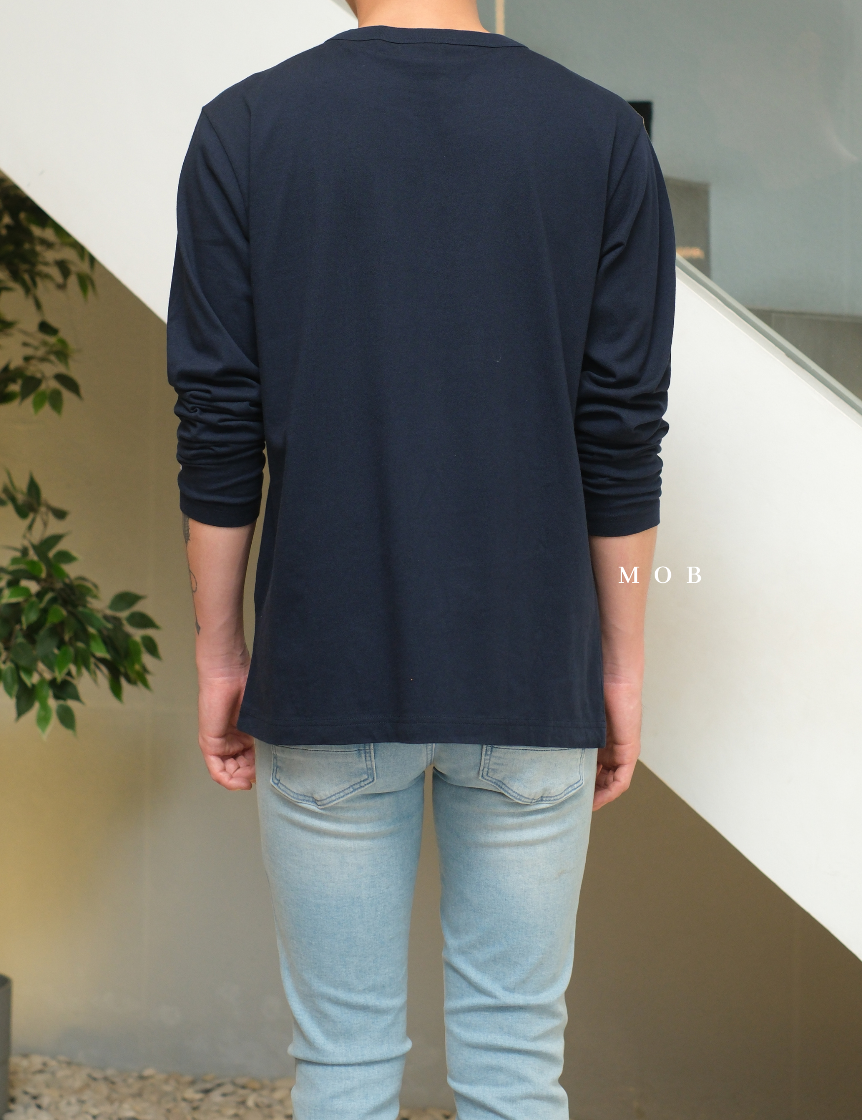 CHMPLST09002A C Small Logo LS Tee Navy