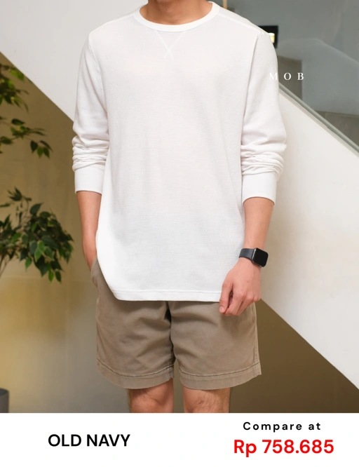 Image of ONLST1005 Soft Waffle LS Tee White