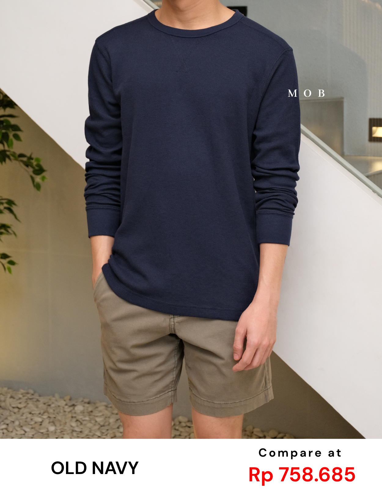 ONLST1006 Soft Waffle LS Tee Navy