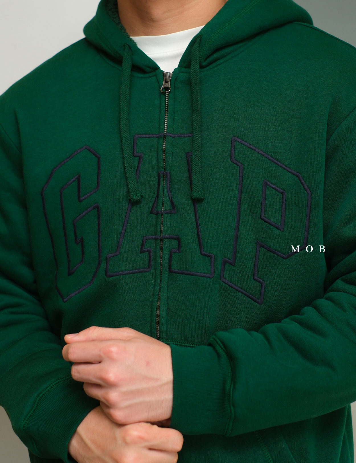 GPFZ03005 Relaxed Logo Sherpa Full Zip Hoodie Green