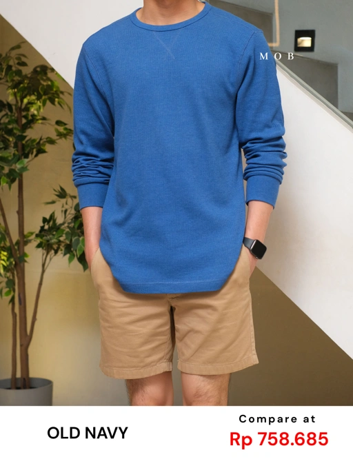Image of ONLST1008 Soft Waffle LS Tee Dark Blue 