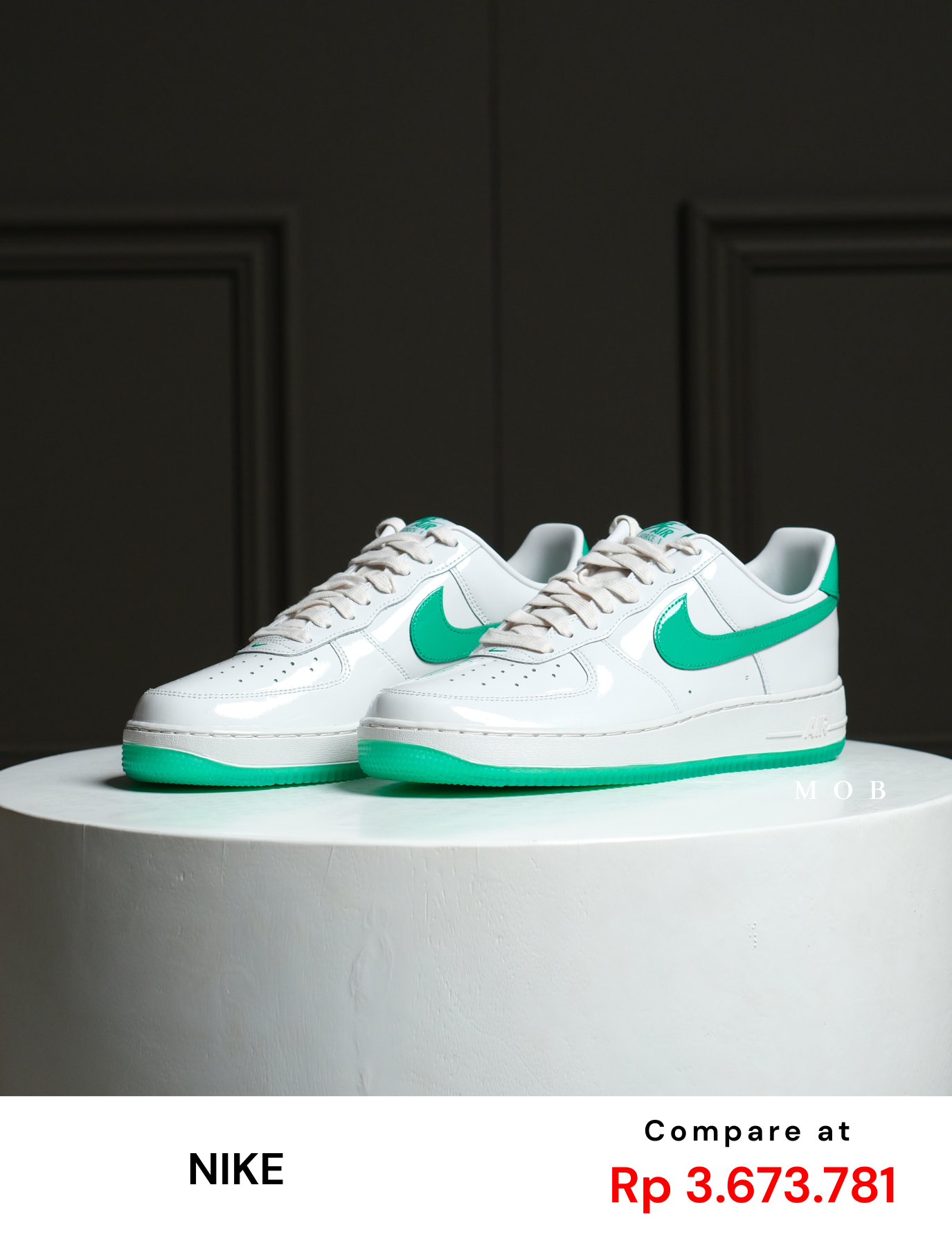 NKSSH02005 Air Force 1 '07 Premium Shoes Platinum Green and Stadium Green