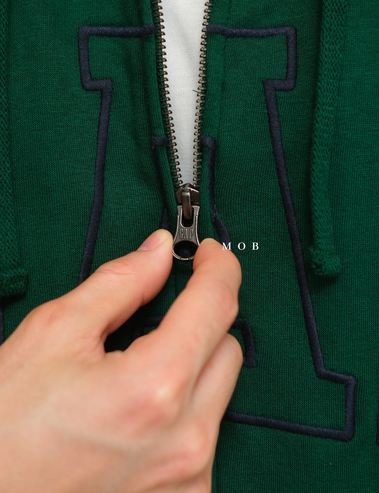 GPFZ03005 Relaxed Logo Sherpa Full Zip Hoodie Green
