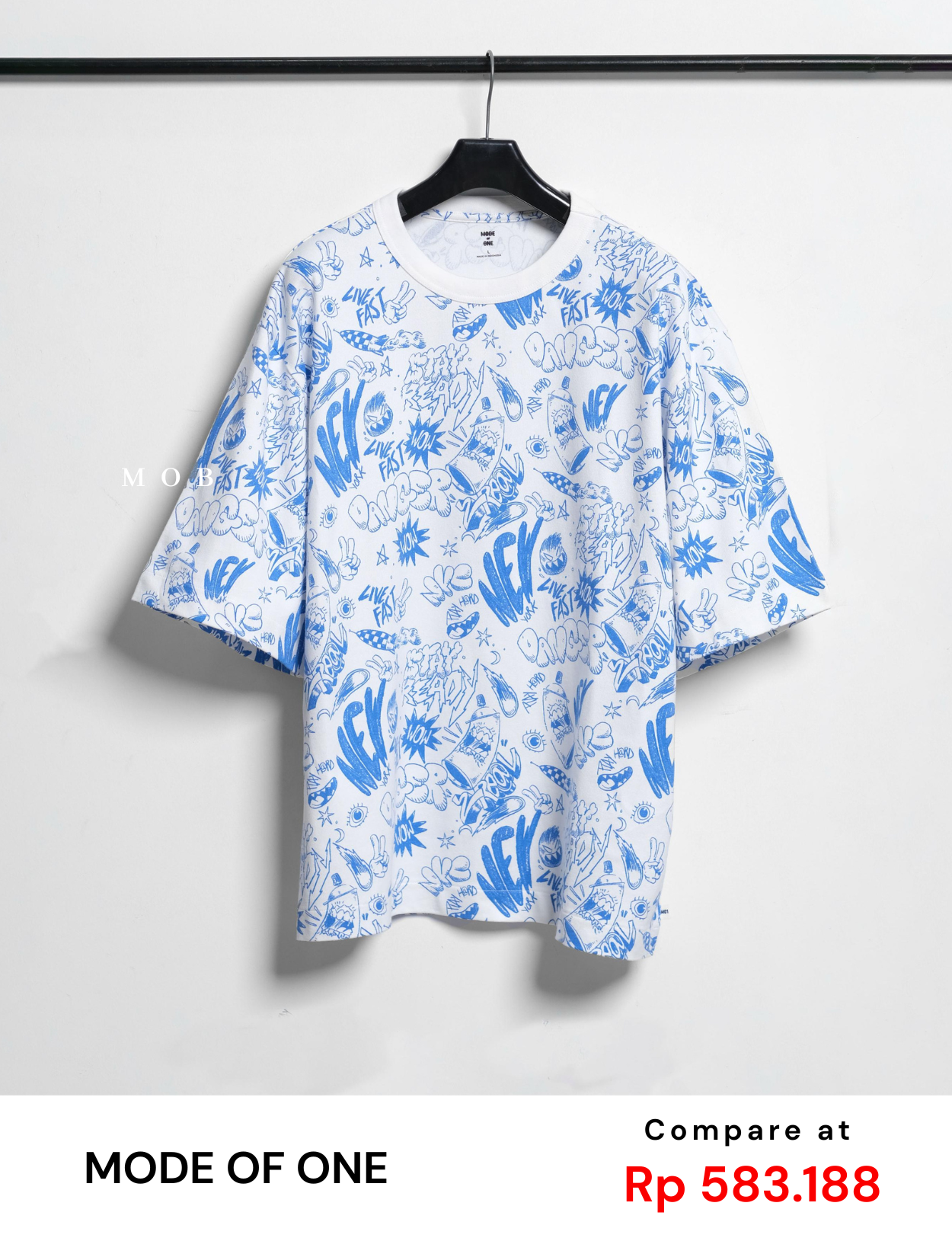 MODSST01014 Relaxed Fullprint SS Tee White Blue