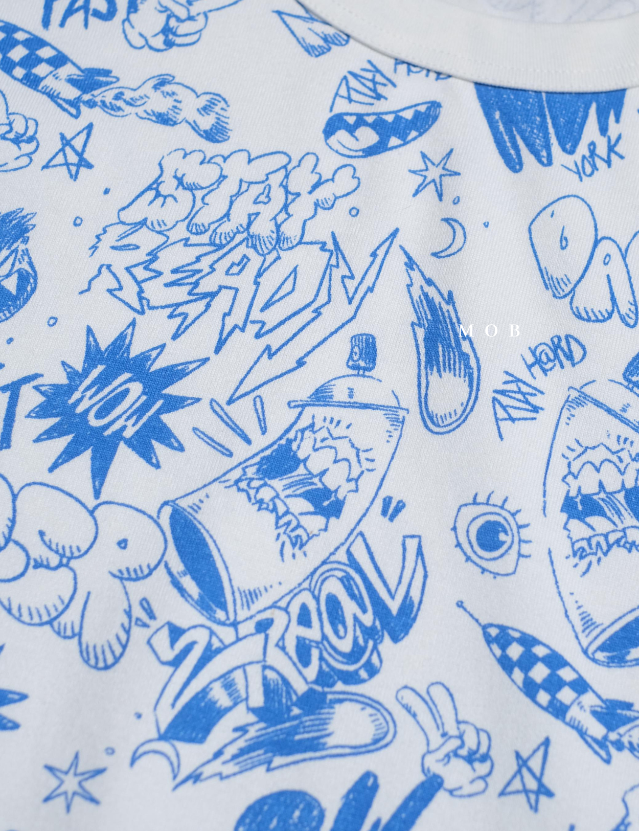 MODSST01014 Relaxed Fullprint SS Tee White Blue